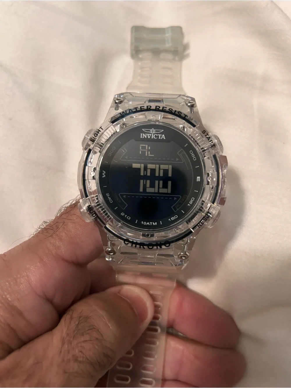 Invicta Clear Resin Digital Chronograph Watch with Black Dial